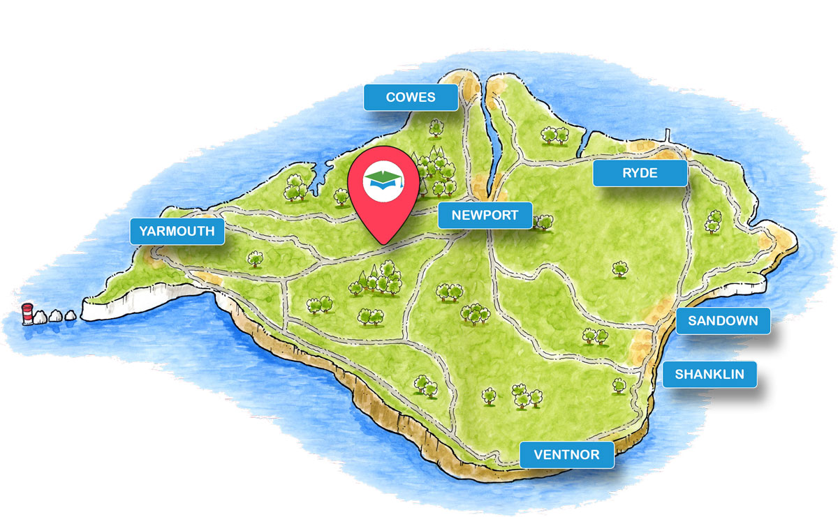 School trip Isle of Wight location map for Calbourne Mill Crazy Golf